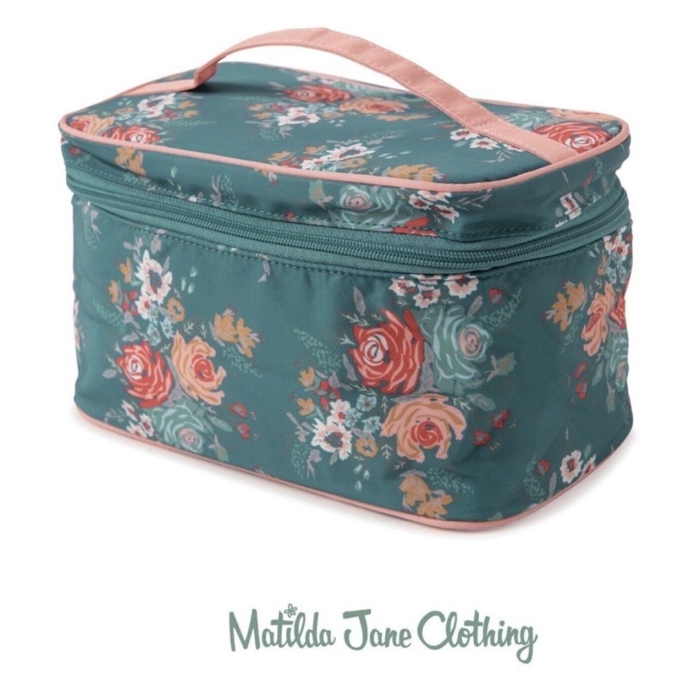 Matilda Jane Floral Teal and Pink “Get Ready With Me” Cosmetic Bag